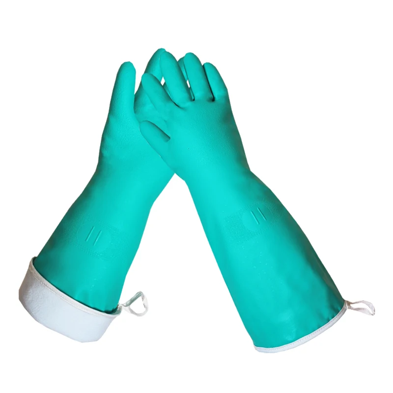 DHL645 - Green Nitrile glove with long cuff and sponges liner Gloves