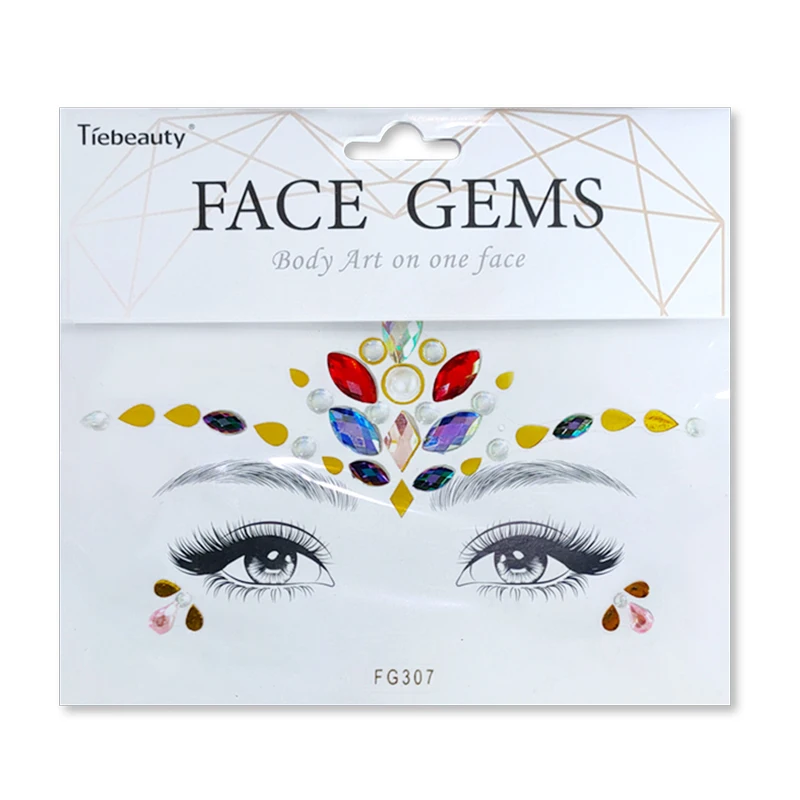 OEM Festival party eye sticker face gem crystal & Rhinestone body art temporary tattoo sticker
