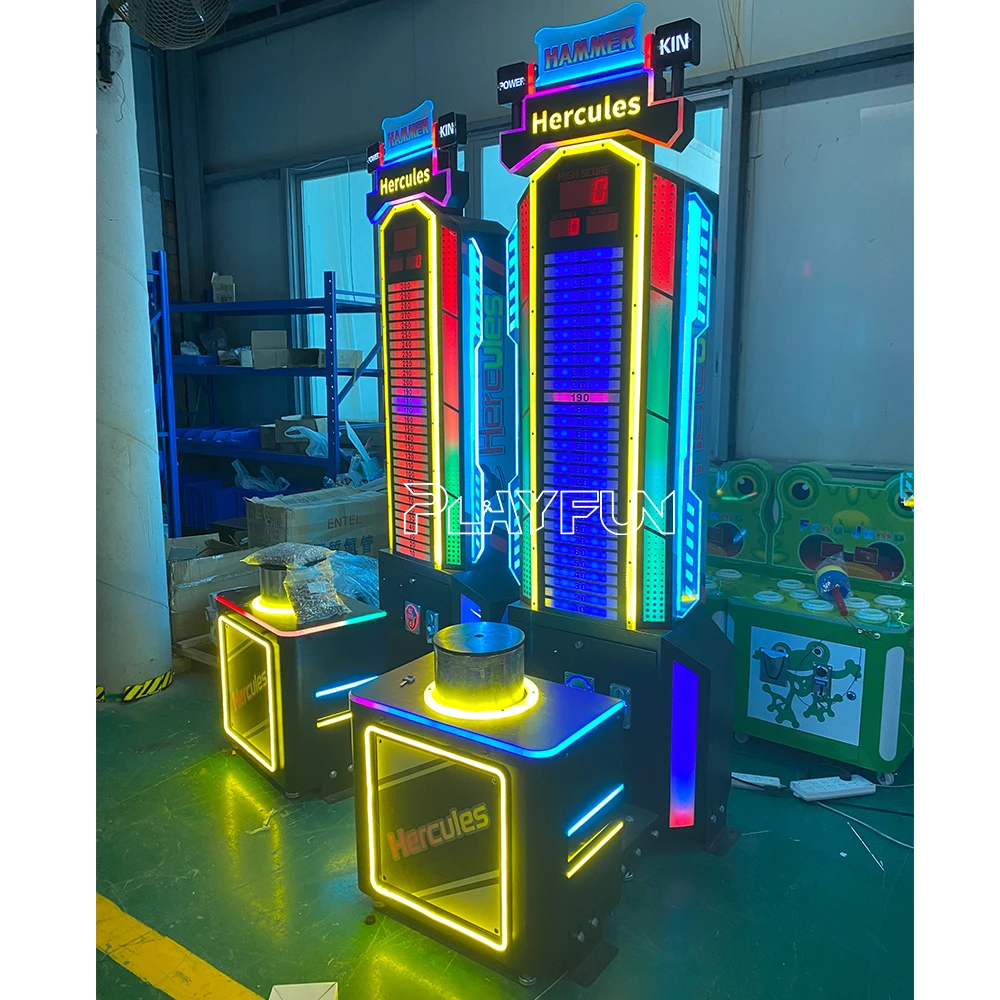 Playfun Wholesale High Quality Coin Operated Indoor Sport Strength Test Hammer Master Hercules Arcade Game Machine