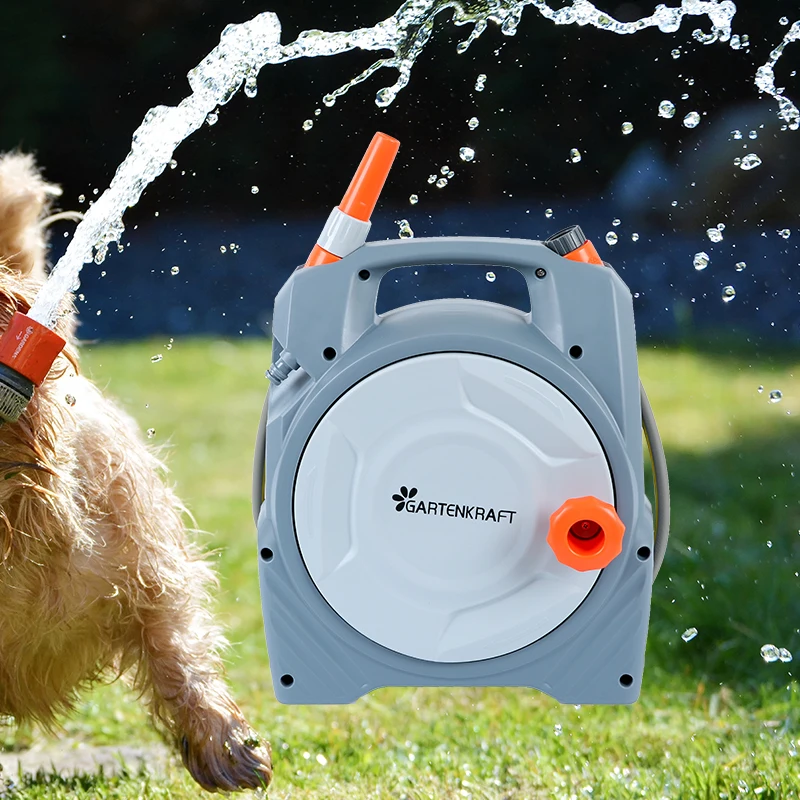 GRATENKRAFT Home Friendly 7.5m/25ft Mini Retractable Compact Car Wash Hose Reel Garden Water Hose Reel