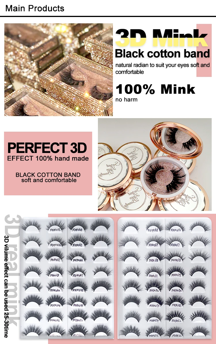 3d False Mink Eyelashes Magnetic Eyeliner Lashes Liguid Eyeliner