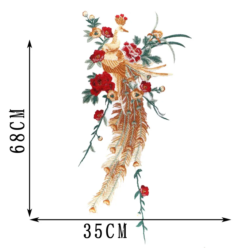 Chemical Lace Fabric Embroidery Corsages Appliques Patch Phoenix Peacock Flower Patch