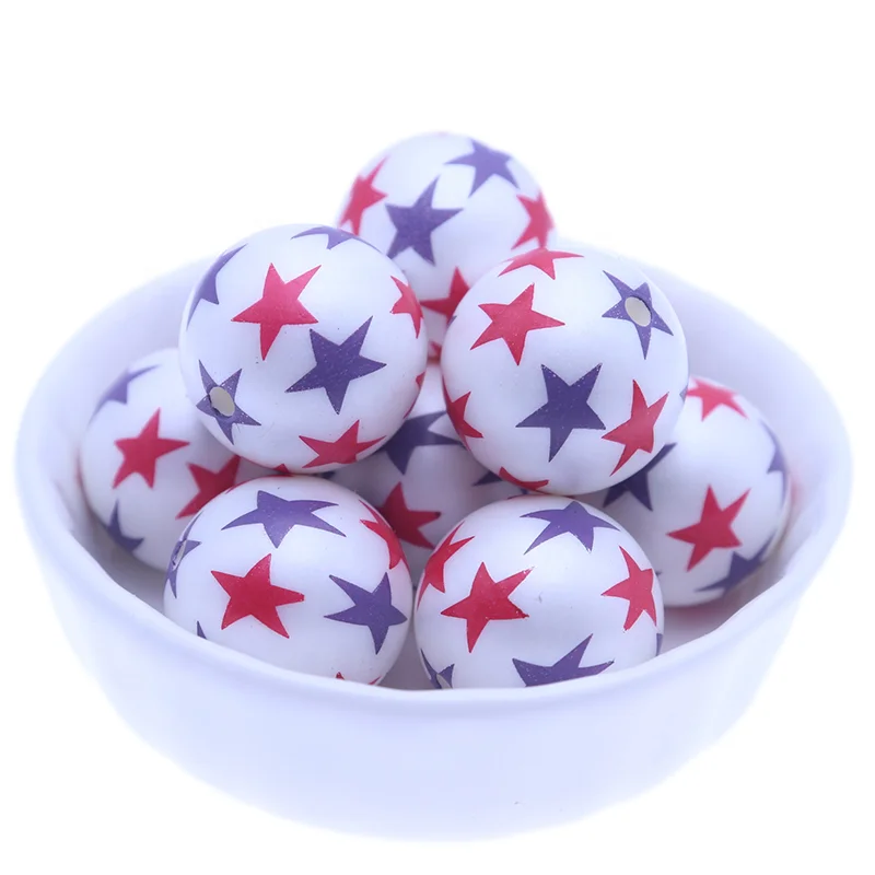 New Chunky 20MM Red Color Plastic Print Watermelon Seed Beads Fashion Gumball Pearl Beads For Jewelry Making