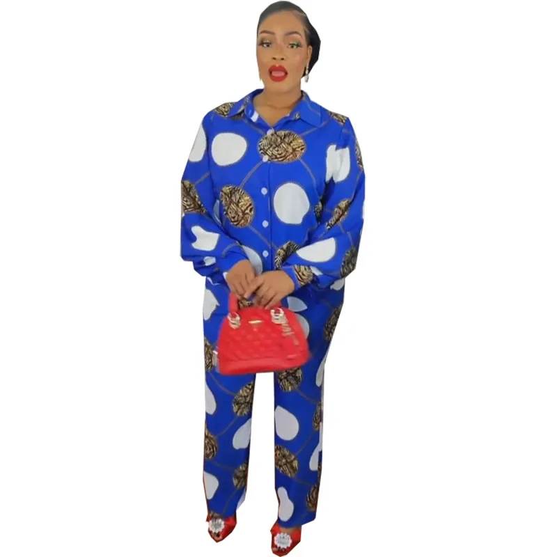 Fashion New Print Elegant Women Suit Casual O Neck Long Sleeve Blouse And Elastic Waist Pants 2 PCS Sets Chic 2022 Street Wear