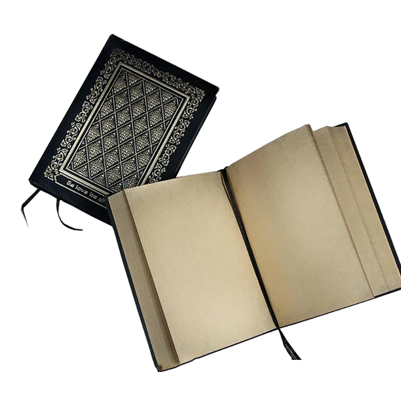 Gold OEM Faux Leather 3d Embossed Notebook 208 Sheets Kraft Paper Notebooks With Logo Printing