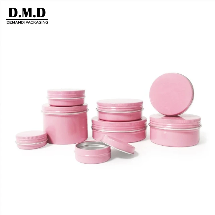 Wholesale 30ml 60ml aluminum jar 10grams 50 ml 100ml 4oz 8oz metal empty round pink tin can with lid for lip balm cream