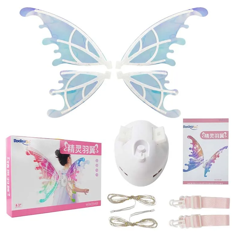 Hotsale Music and led flashing DIY Butterfly wings Girls Butterfly Angel Wing Costume Set Stage Props luminous fairy wings