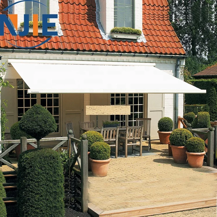 Electric aluminum retractable pergola roof awning with retractable awning arms