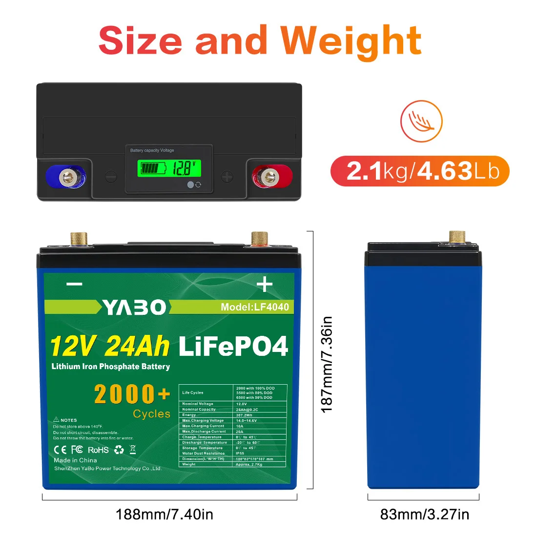 UPS питает Цилиндрический литий-ионный Аккумулятор LiFePO4 12V 24Ah для солнечной системы электрического самоката