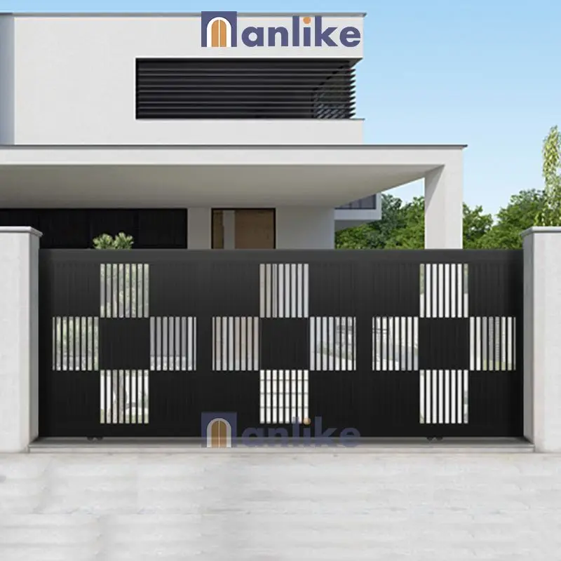 Anlike Hot Sale New Model Hotel Ghana Aluminum Beautiful Exterior Compound Wall School Sliding Front Electric Gates