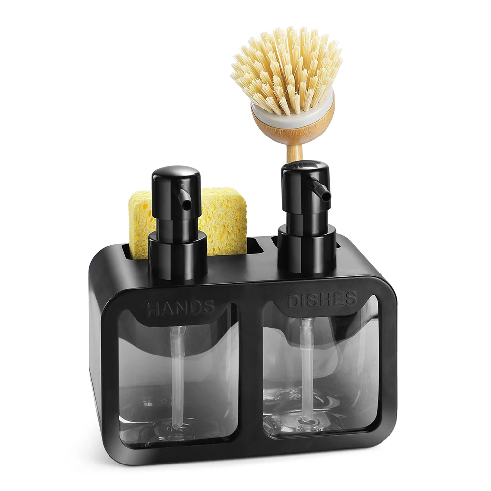 Masthome 4 In 1 Sink Organizer Kitchen Liquid Soap Dispenser Kitchen Sink Caddy Hand Dish Soap Dispenser Sponge Holder