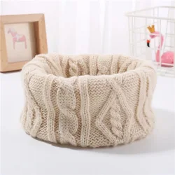 KENSHELLEY 2021European Style Kids Infinity Round Scarf Pure Color Neck Warmer Snood Classic Cable Knitted Wool Snood Scarf
