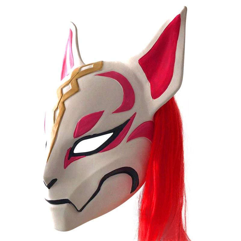 Funny Fox Drift Mask with red hair Halloween latex Costume Party Mask Custom Logo Printed Animal Shape