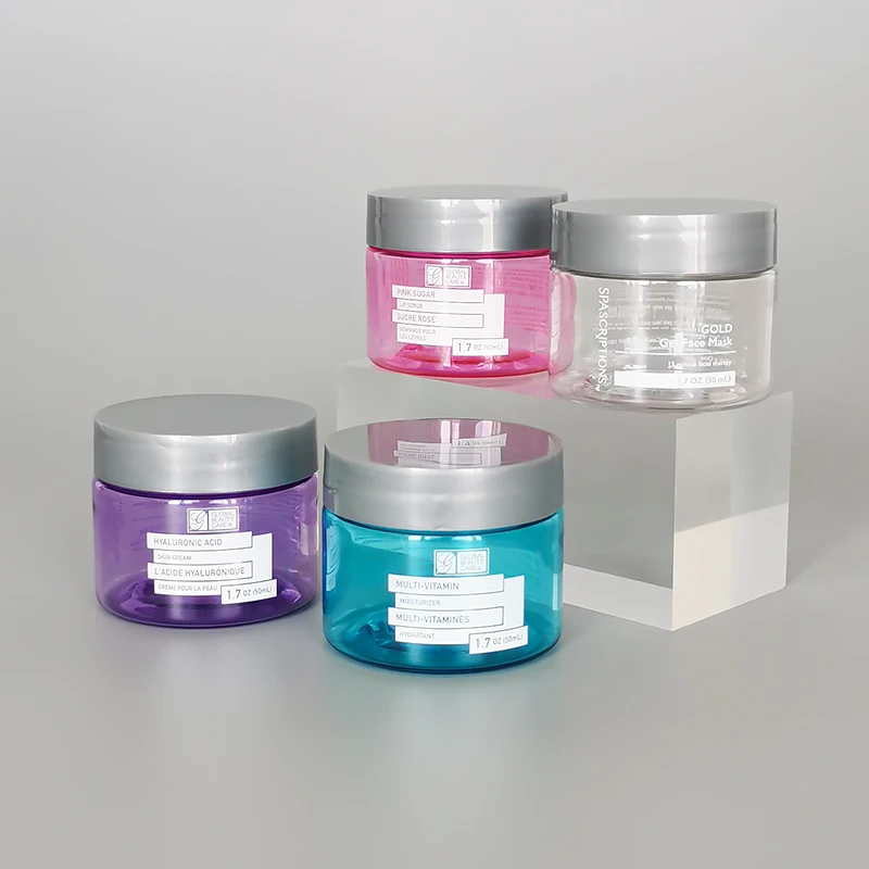 factory transparent empty Pet plastic jars cosmetic jars container packaging with lid