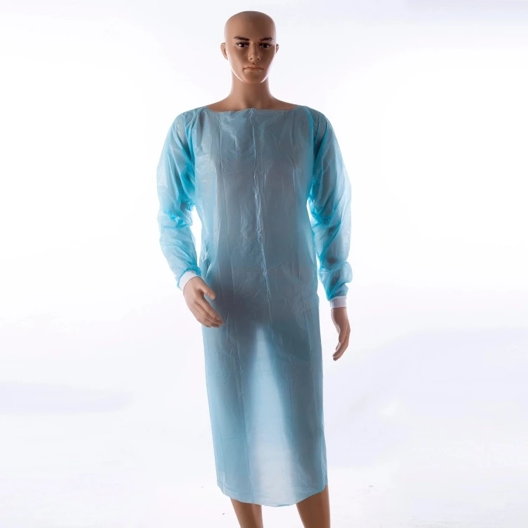CPE gown surgical disposable blue gown/apron thumb loop isolation clothes protection suit