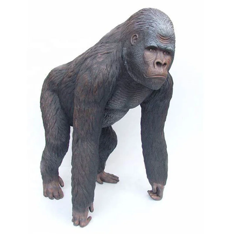 Garden Decoration Life Size Fiberglass Animal Statue Silverback Gorilla Statue
