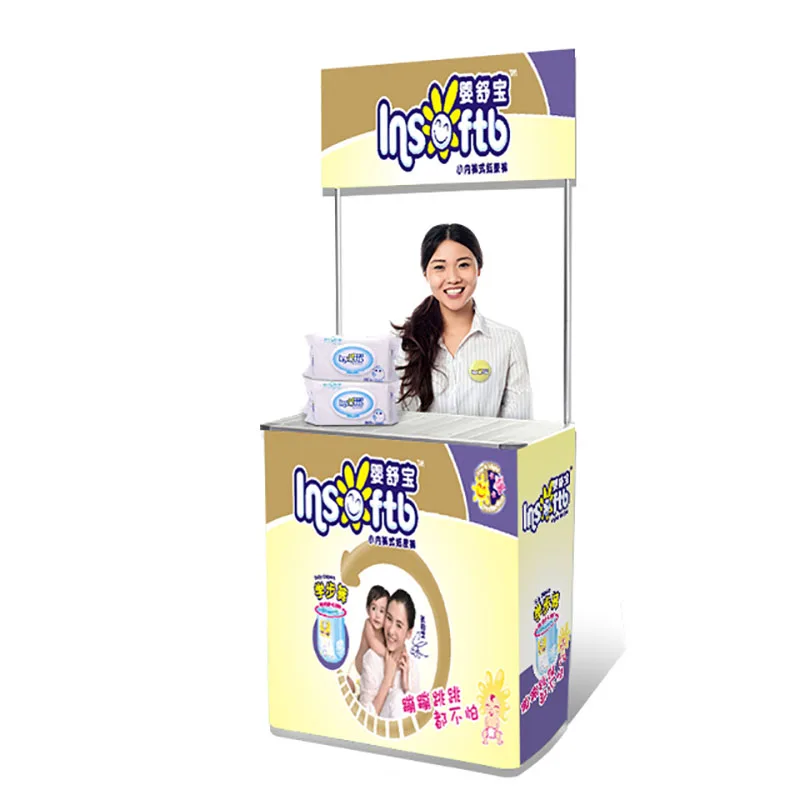 Portable Retail Display Table Counter for Outdoor Advertising Custom Logo Printed ABS/PP Flags Banners Aluminium Wood Flagpole