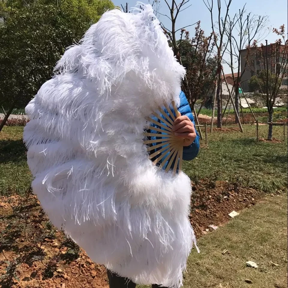 75cm Costume Dance Accessory Ostrich Feather for Sale Fan Big Ostrich Feather Showroom Fan feather fan large