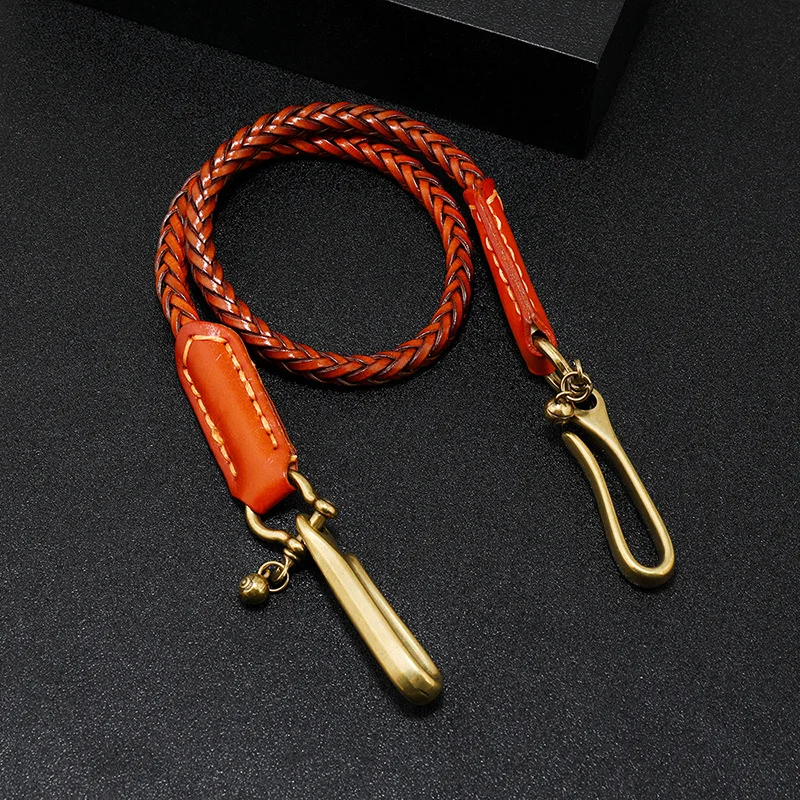 New arrival punk rock men Chain handmade braid genuine leather trouser chain Accessories vintage leather wallet chain