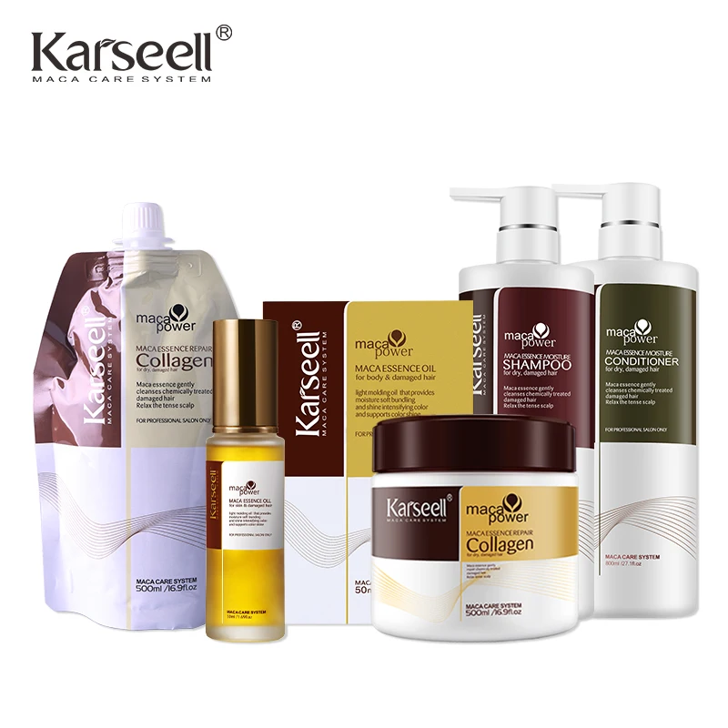 Custom OEM Karseell Maca Collagen Hair Treatment Mask Smoothing Straightening  Hair Oil Keratin Shampoo And Conditioner
