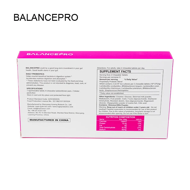 
Probiotic Chewable tablets with 3 millions active probiotics for maintaining digestive health tablet dietary supplement 