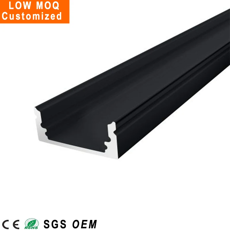 Low Moq Customized difusor flat 3m Preto fita de led perfil de led