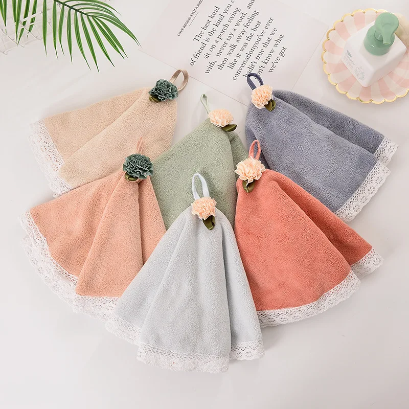 Cute Lace Dress Round Shape Face Hand Towel for Baby Absorbent Kitchen Bathroom Cleaning Rags