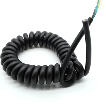 3/4/5/6 cores TPU/PUR/PVC Retractable power cords Spring wire coiled cable spiralkabel