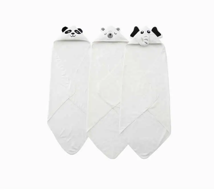 Glory Baby Amazon Hot Sale Baby Hooded Bath Towel 100% Cotton Gray Elephant Cartoon Pattern