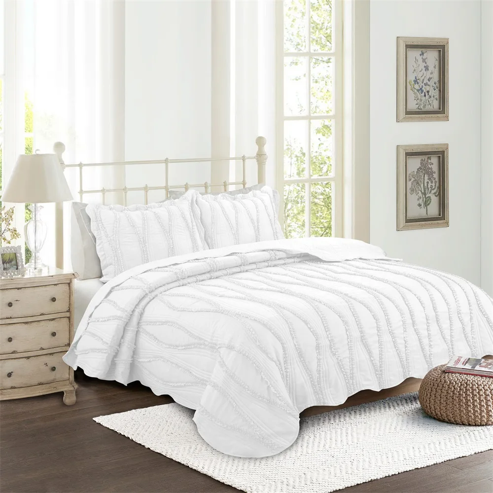 Customize 100% polyester frill velvet bedspread comforter set