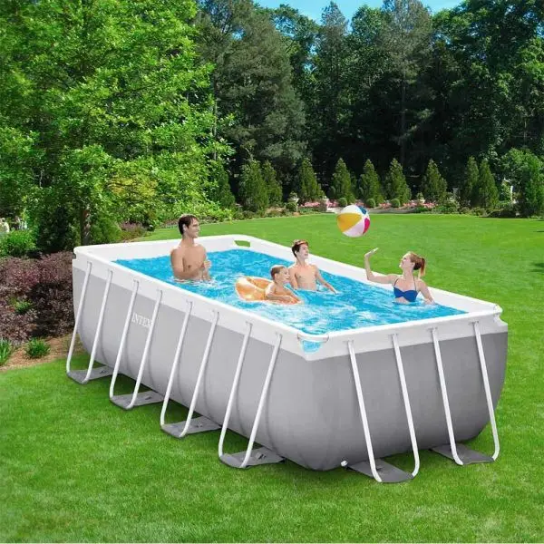 Intex 26790 Piscina Folding Steel Frame PVC Rectangular Family Above Ground Outdoor Garden Swimming Pool Set
