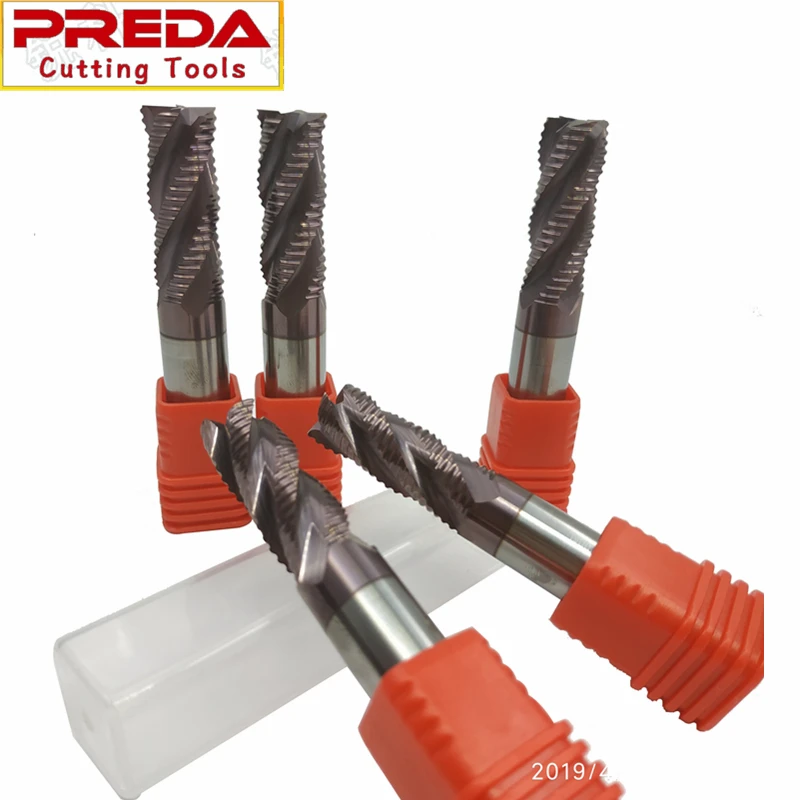Preda cutting tools CNC HRC55 TiAlN Coating solid Carbide Mill 4 Flutes Rough End Mill