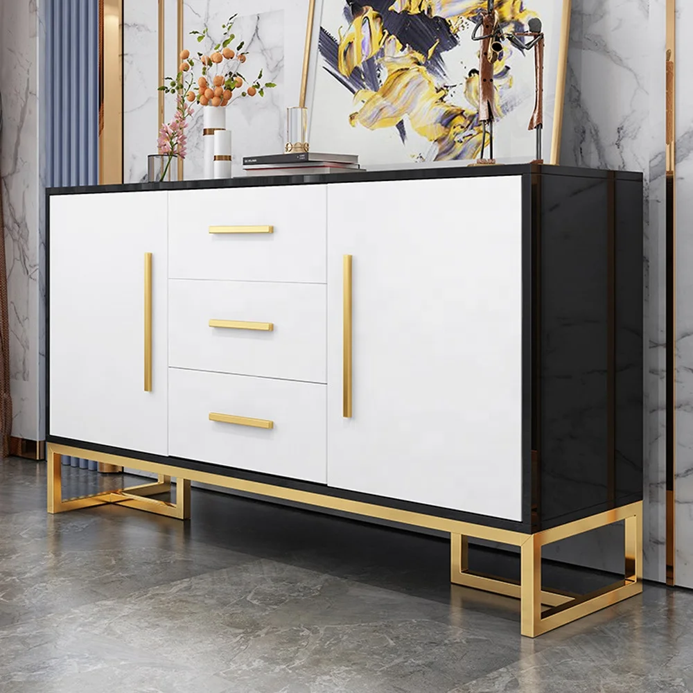 Home furniture dining room sideboard buffet cabinet luxury sideboard stainless steel modern designs kitchen cabinets for sale