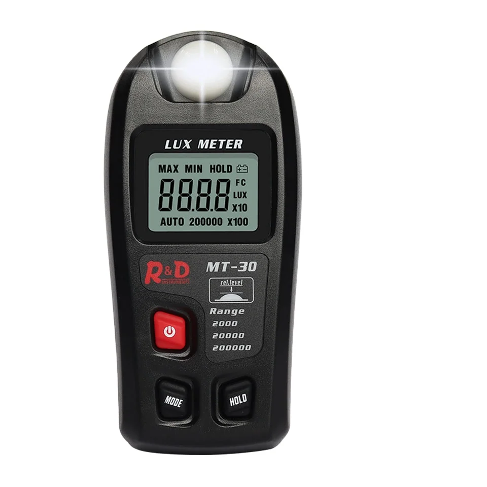 R&D MT30 Photometer Tester Environmental Testing Lux Meter 0~200,000lux Range Light Meter Pocket Design Illuminometer Lux/fc