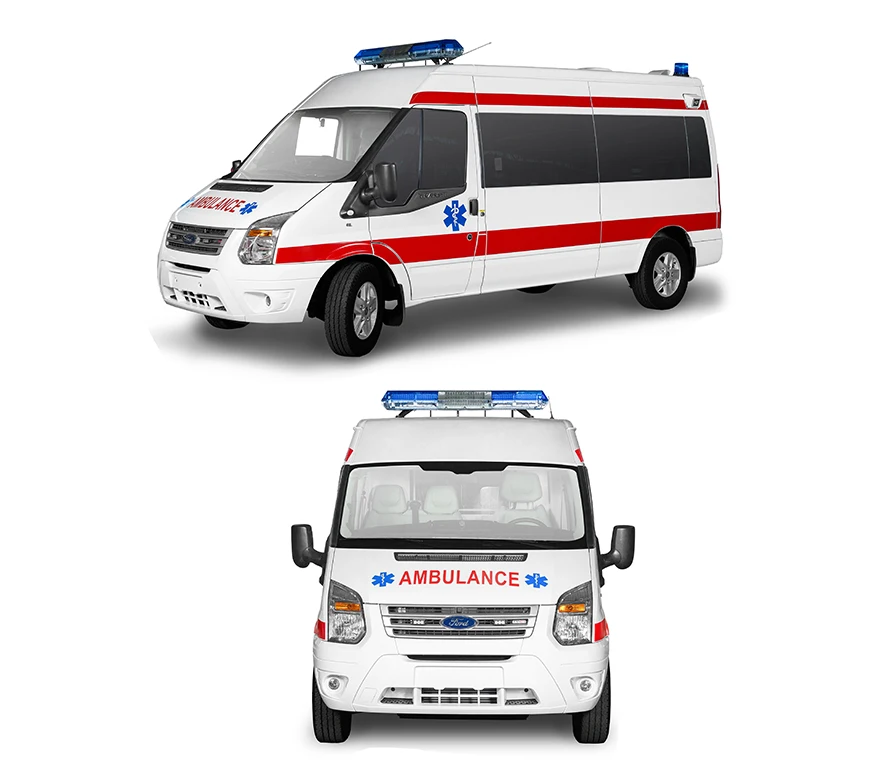 First Aid Ambulance Vehicle Transit V348 (Long axis standard roof) Euro 6 Monitoring Customized Ambulance Rescue Car