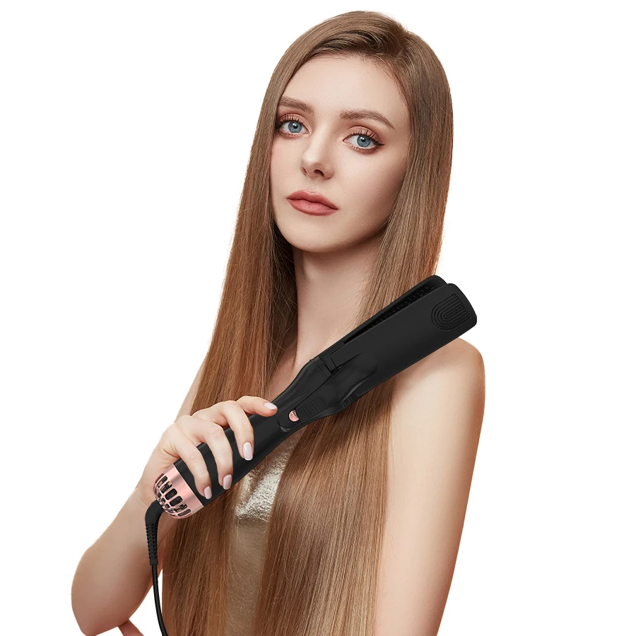 Five Plus Multi functional 2 in 1 One Step Hair Straightener and Curler Comb 3 Heat Settings Hot Air Brush Straightening Dryer