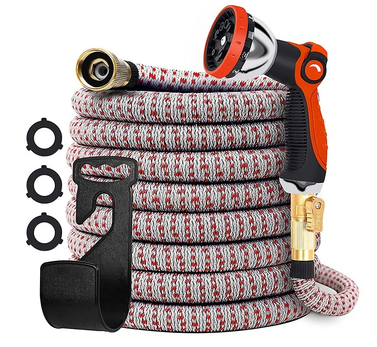 Durable 3 Layers 100FT Flexible Water Pipe Garden Expandable Hose With Brass Fittings