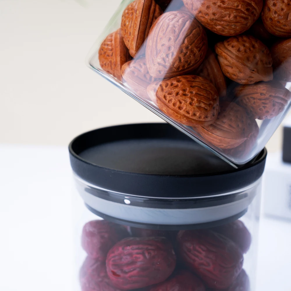 Hot Selling Airtight Container Glass Food Cookie Storage Jar With Plastic Lid