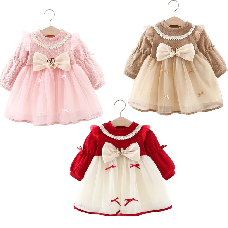 Wholesale New Born Girl Party Dress Court Style  Floral Printed Spanish Royal Lolita  Baby Spring Long Sleeve Dress kids dress
