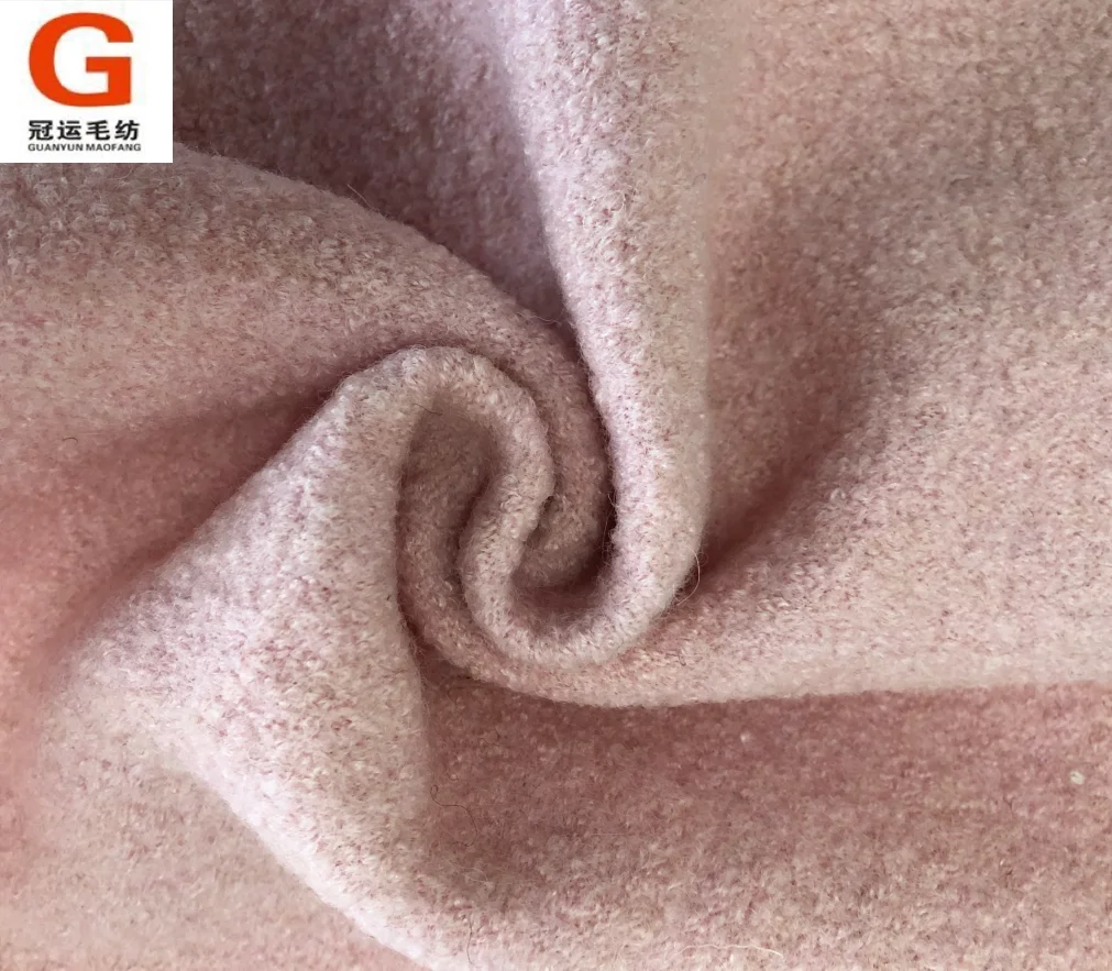 Лидер продаж, вязаная шерстяная ткань розового цвета для женских пальто