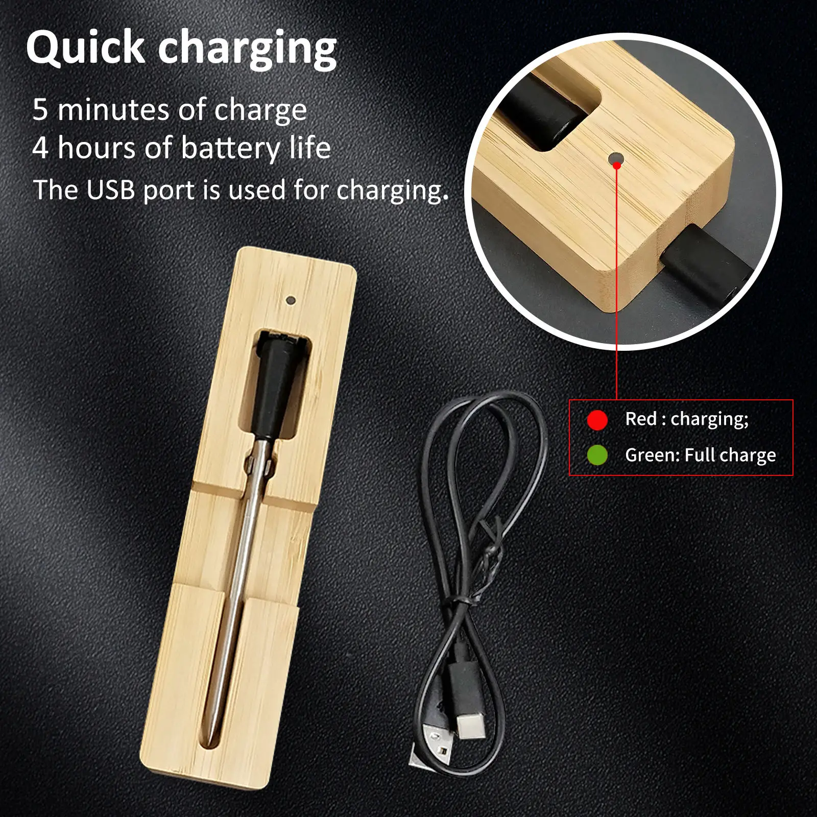 Hot Selling Smart Bluetooth Digital Cooking Wireless Meat Thermometer for BBQ Grill Oven with Bluetooth APP