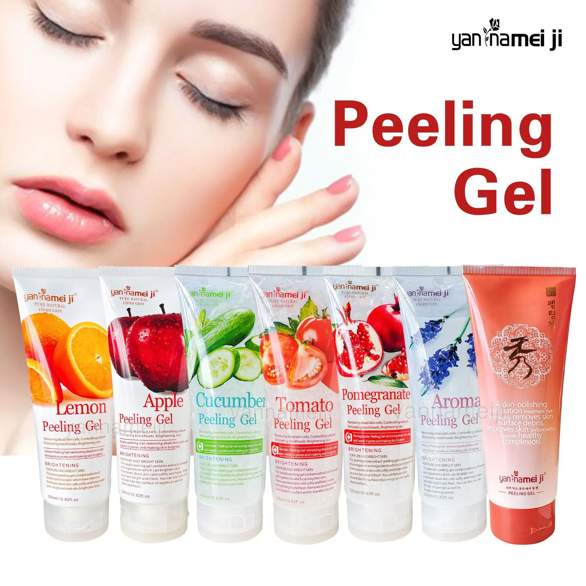 wholesale Organic Vegan Skin Care Exfoliating Pomegranate Scrub Peeling Gel Brightening Hydrating Face Body Exfoliating gel