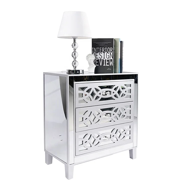 Factory Direct Larger Storage Chest Cabinet Bedroom Mirrored Nightstand Dresser Luxury Bedside tables with drawer