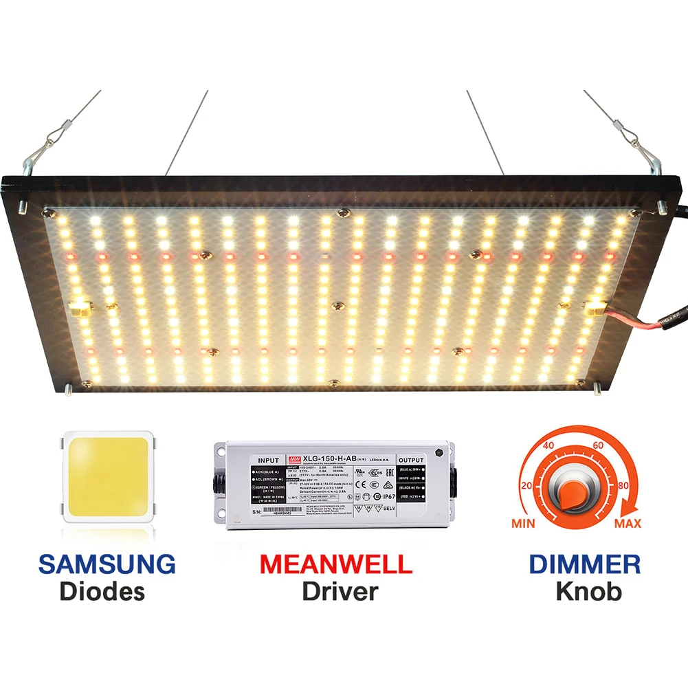 CrxSunny Full Spectrum COB Grow Light Dimmable Meanwell Driver 120W Samsung LM301B Quantum LED Growing Lamps