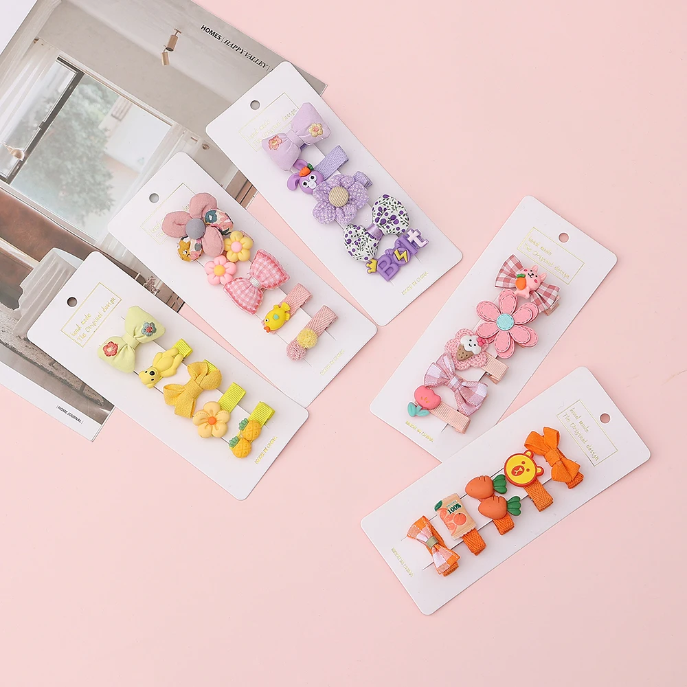 Fashion Non-slip Cute  Flower Girls 0-6 Baby Kids Hair Accessories Set Hair Pins Barrettes Hair Clips