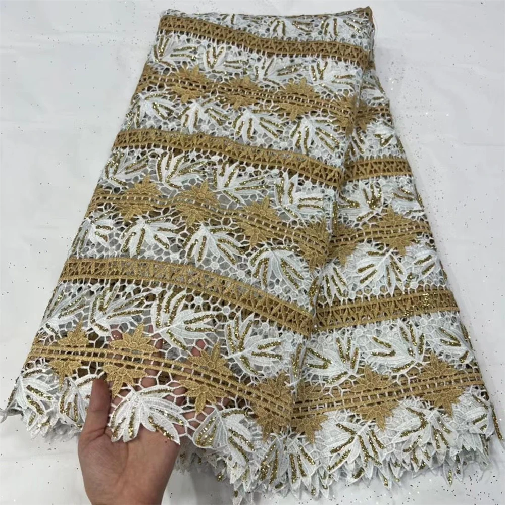African lace lovely design high quality water soluble ladies skirt fabric wholesale good price 5 yards guipure lace