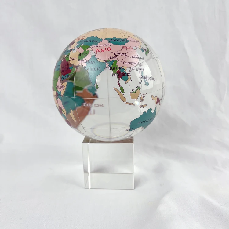 vintage colored crystal etched earth World Globe MH-Q0241