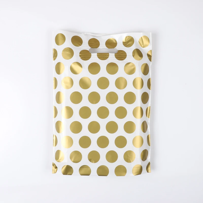 Waterproof Thank You PE Plastic Die Cut Merchandise Packaging Bag Custom Gold Logo Grocery Shopping Plastic Bags for supermarket