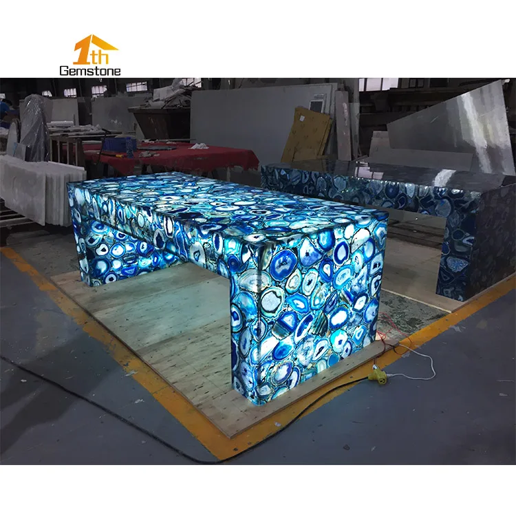 Красивые полупрозрачные плиты из драгоценного Агата для кухни островной бар центр
