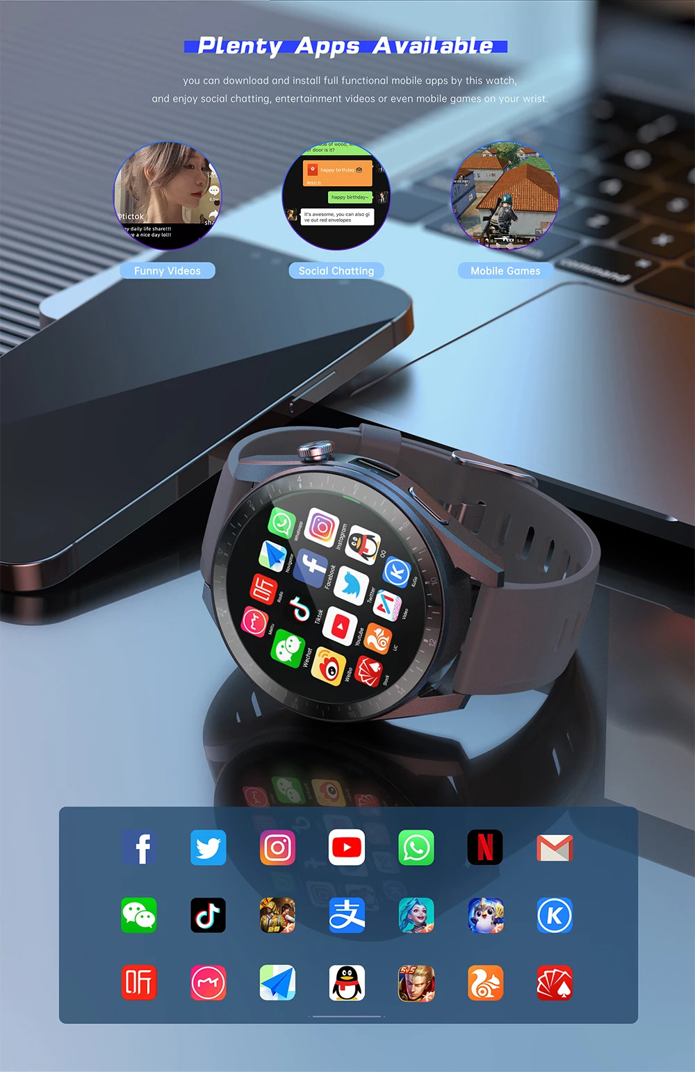 Hot Sale 4G Call Smartwatch GPS Navigation WIFI Camera Fitness Smart Watch with SIM Card